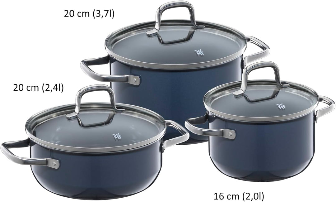 WMF Fusiontec Essential Topfset Induktion 3-teilig, Kochtopf Set mit Glasdeckel, Induktions Töpfe Se