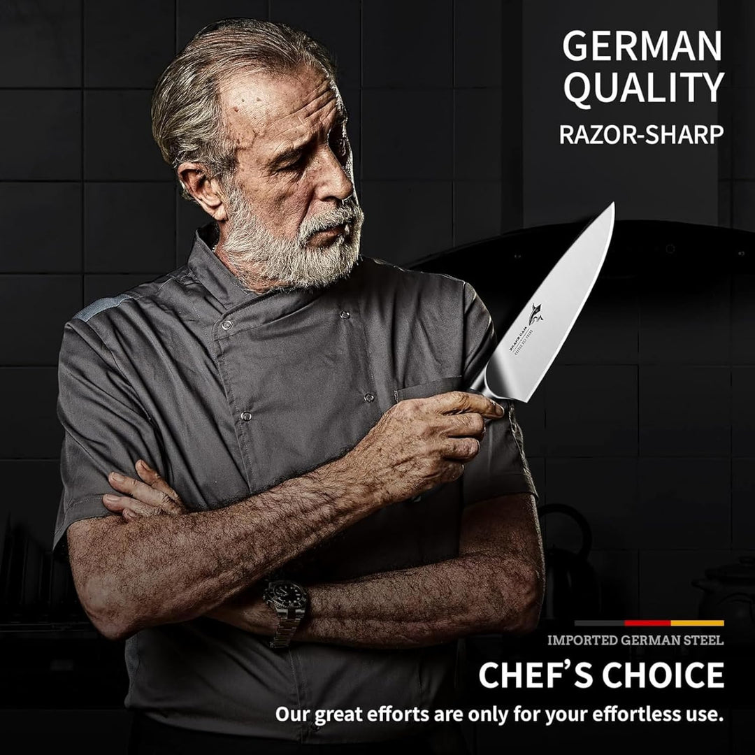 MAD SHARK Kochmesser 20 cm Küchenmesser aus rostfreiem Hochkohlensoffstahl – Profi Kochmesser mit er