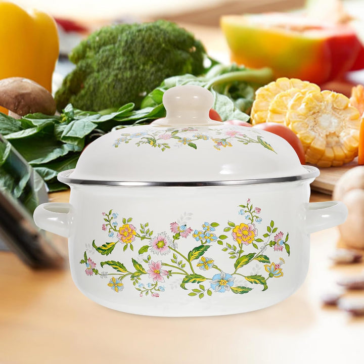 3 Stück Emaille Kochtöpfe Set Mit Deckel Retro Suppentöpfe Für Instantnudeln Suppe Und Milch Flacher