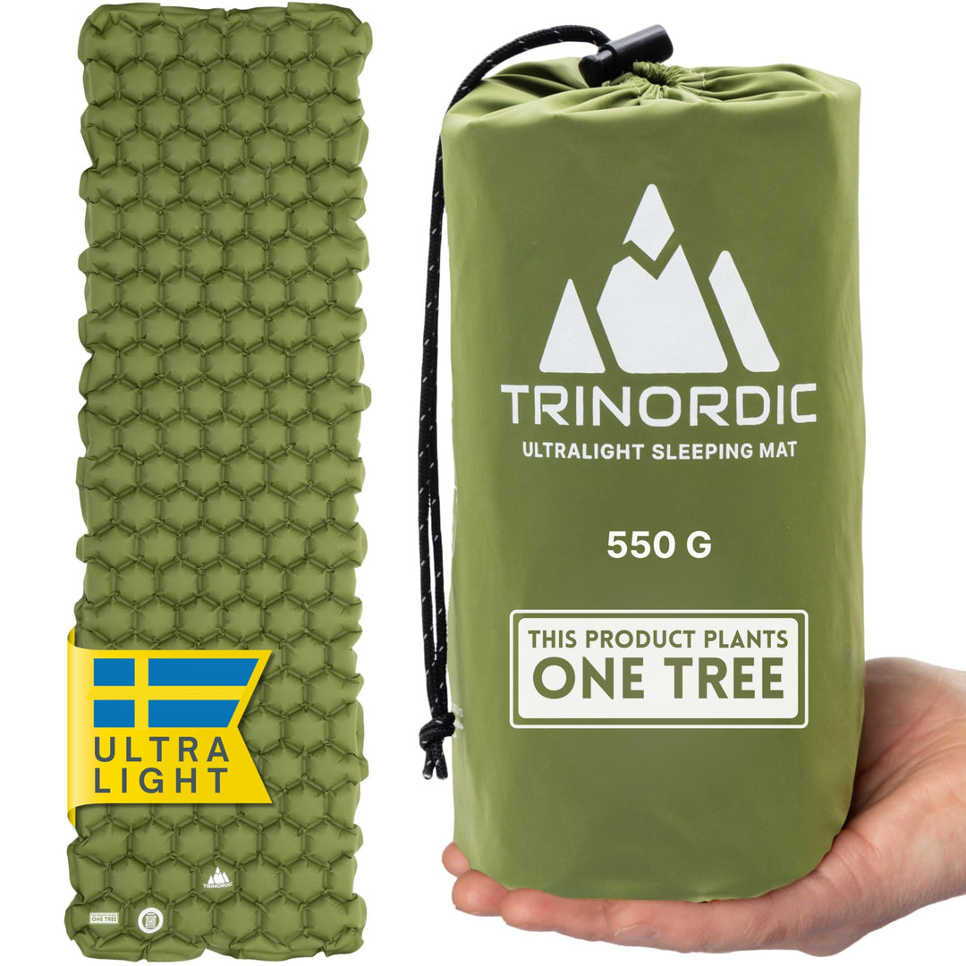 TRINORDIC 550g Ultraleichte Aufblasbare Isomatte – Kleines Packmass, Ideal für Wandern & Bikepacking