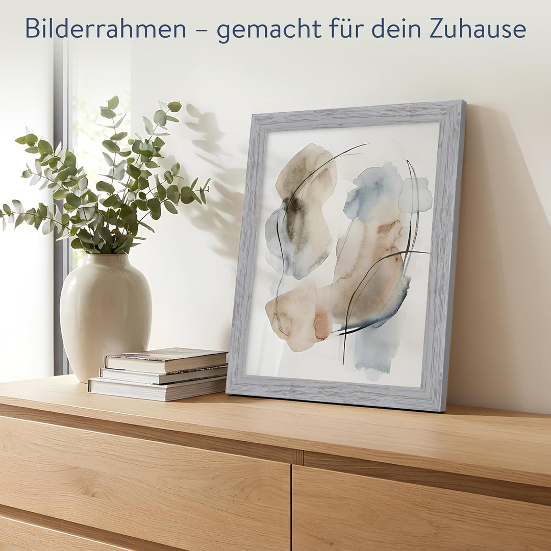 WANDStyle Bilderrahmen Strandhaus Stil 30x45cm I Farbe: Grau I Fotorahmen I rustikaler Holzbilderrah