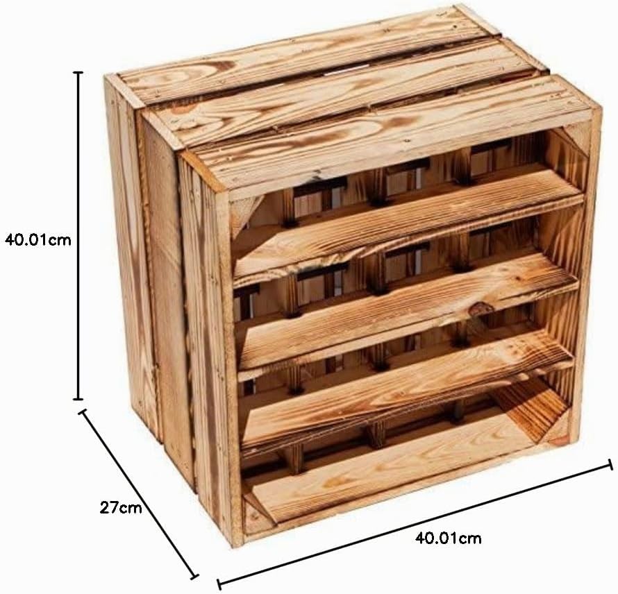 Kistenkolli Altes Land geflammtes Weinregal Holz 16er Masse 40x40x27cm Regalkiste Flaschenablage Win