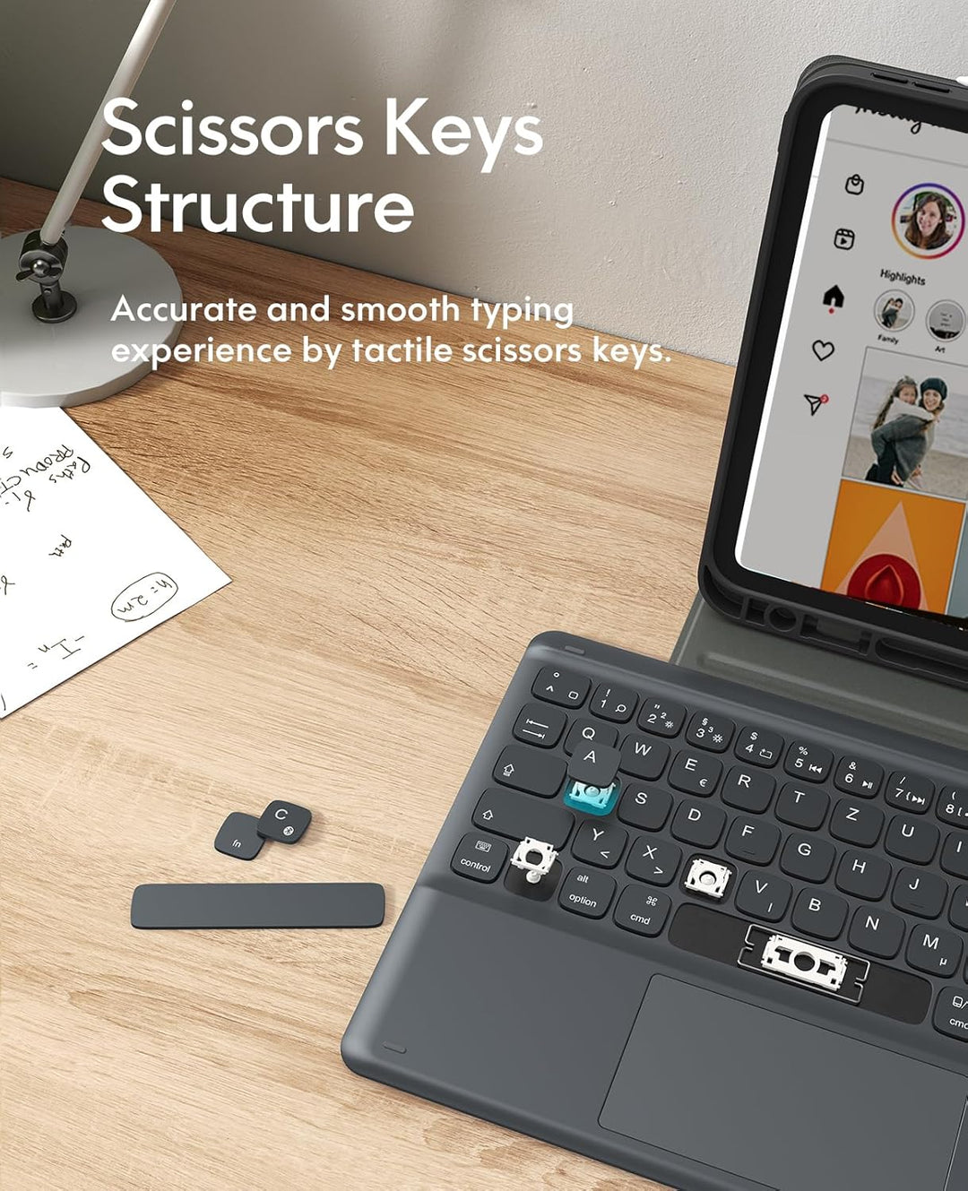 Earto Nur für iPad Pro 2024 Hülle mit Tastatur 11 Zoll, Multi Touch Trackpad, 19 mm Breites Tastenka