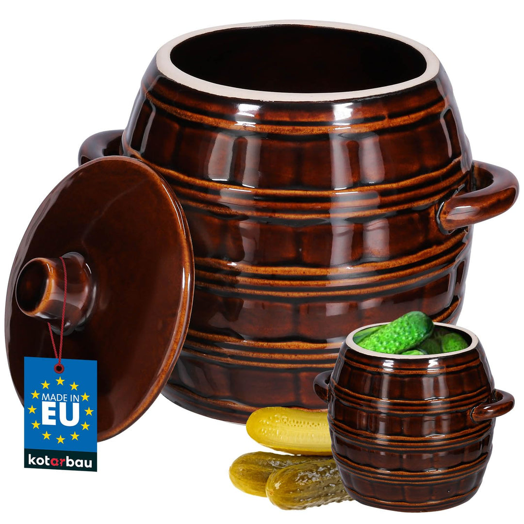KOTARBAU® Gärtopf Fermentierglas 2,5 l Kimchi Behälter Gärglas Steingutfass mit Deckel Fermentierglä