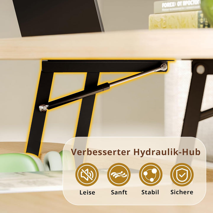IRONCK Couchtisch höhenverstellbar, Wohnzimmertisch mit Stauraum, Holz Kaffeetisch mit Schiebetüren,