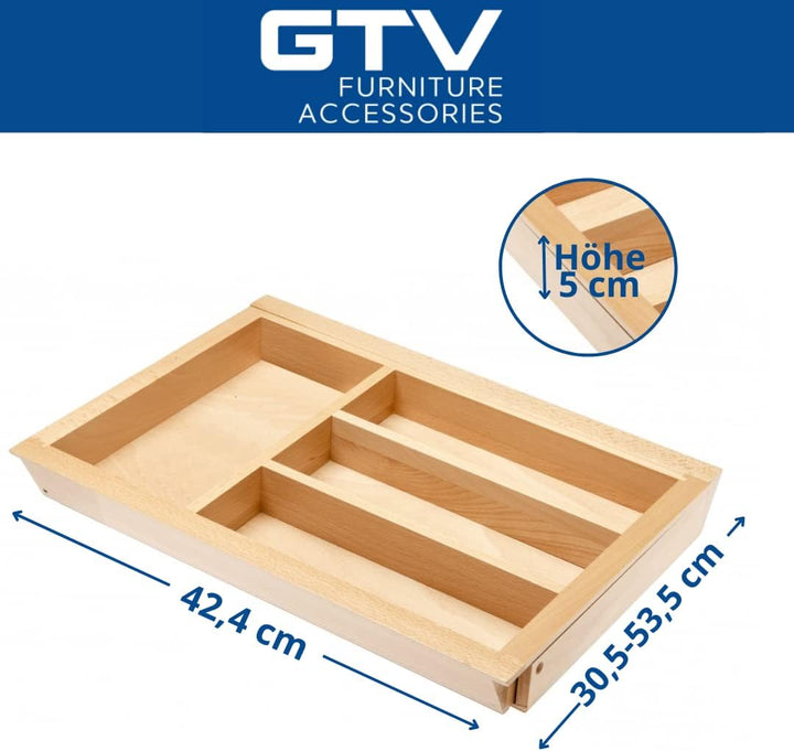GTV - Schubladeneinsatz CUSTOMI für Küchenschubladen | Nützlicher Besteckeinsatz fur Küchen - Bestec