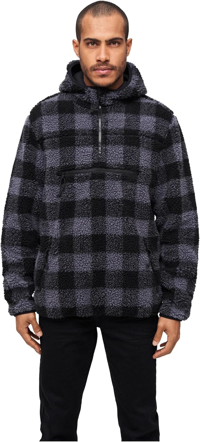 Brandit Teddyfleece Worker Pullover, S Black/Grey