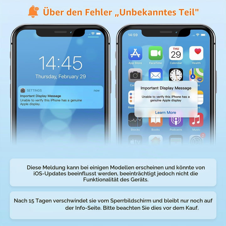 Display für iPhone Xs, 5,8" FHD LCD Ersatz Bildschirm Touchscreen Digitizer | Klare Bildqualität, pr