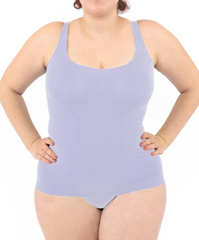 LEELA LAB Unterhemd Damen Grosse Grössen, Tank Top Basic Line, Dünne Träger und Bruststütze, mit Nah