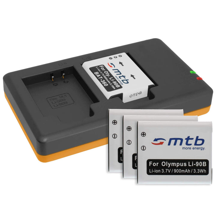 4 Akkus + Dual-Ladegerät (USB) für LI-90B Li-92B / Olympus Actioncam Tough TG Tracker/TG-1, TG-2, TG