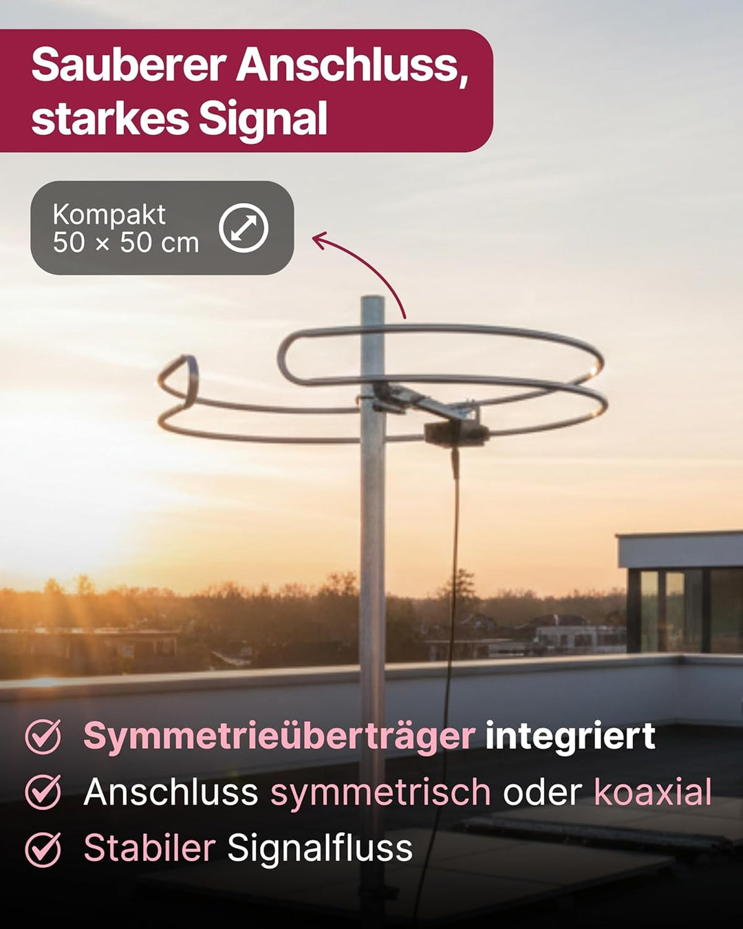 SCHWAIGER Radio Antenne I Ringdipol Antenne für analogen Radioempfang I vormontiert zur Dachmontage