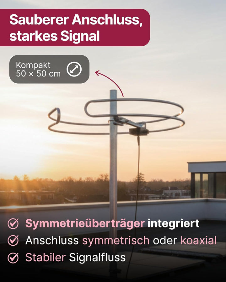 SCHWAIGER Radio Antenne I Ringdipol Antenne für analogen Radioempfang I vormontiert zur Dachmontage