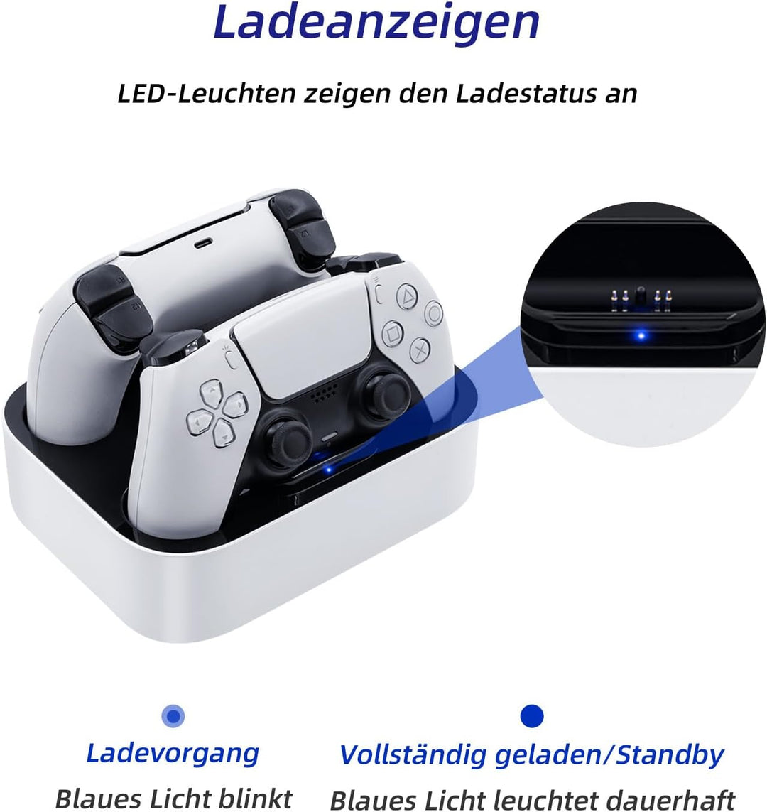Mcbazel Ladestation PS5 Controller, PS5, Doppel-Ladegerät, Schutz gegen Überhitzung, dreifacher Schu