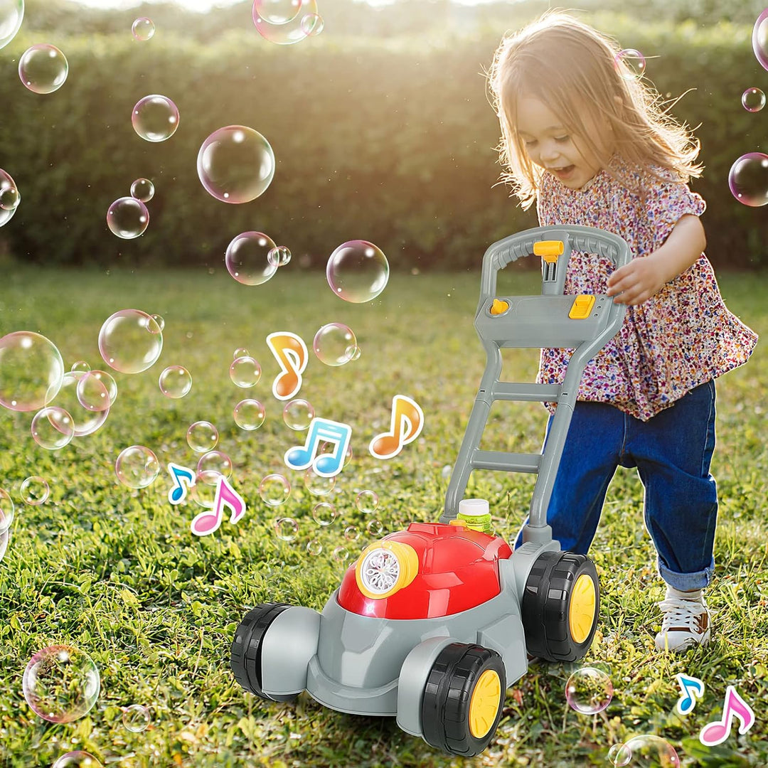 deAO Rasenmäher Kinder Seifenblasenmaschine, Seifenblasen Rasenmäher mit Geräusch für Kinder 6000+ S