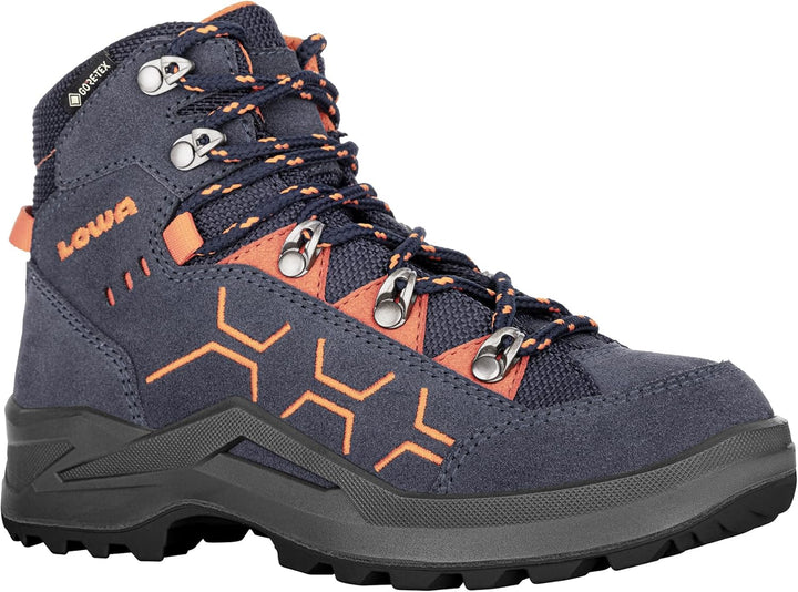 LOWA Stiefel mittel KODY EVO GTX MID JUNIOR [2024] 28 EU Stahlblau Orange, 28 EU Stahlblau Orange
