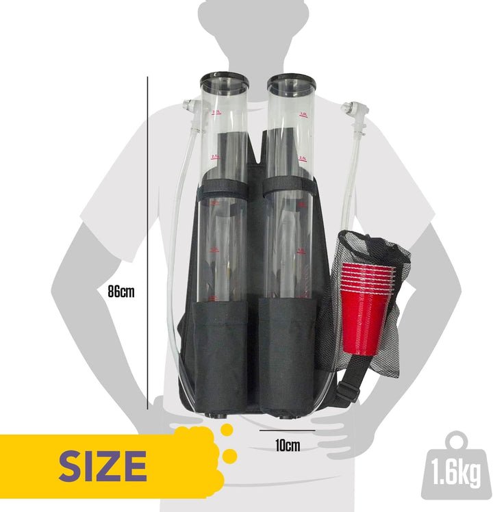 Doppelte Biergiraffe Jet Pack | Getränkespender | Rucksack | Premium Qualität | 2 Tanks | 2 x 3L Get