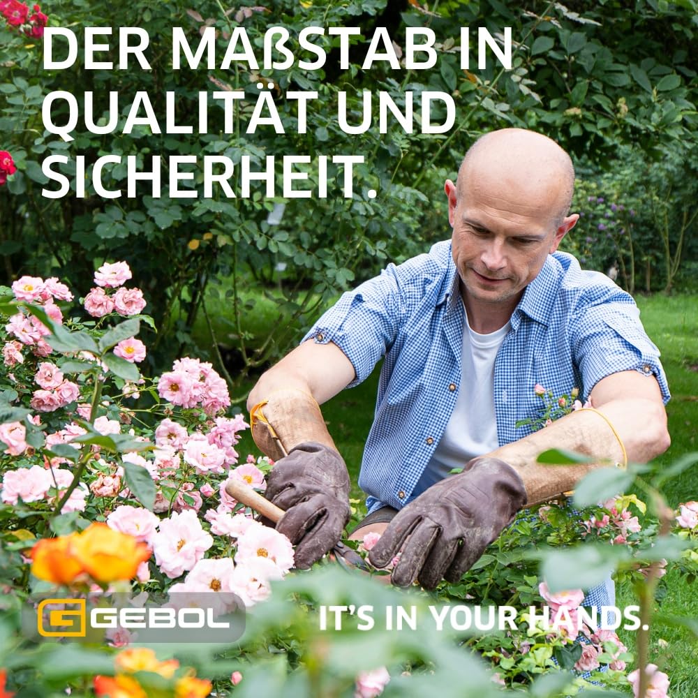 Gebol Ilex | 1 Paar | Grösse M (Gr 8) | Rosenhandschuh aus robustem Echtleder | mit langer Stulpe id