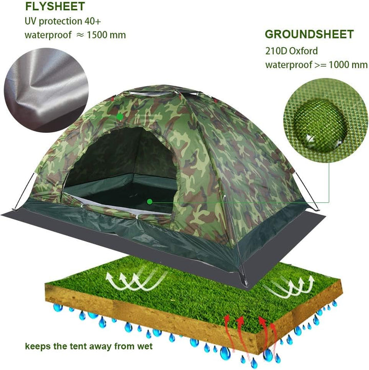 Acogedor Pop Up Strandzelt, mit Einer verschliessbaren Tür für 2-3 Personen, Outdoor-Tarnung UV-Schu