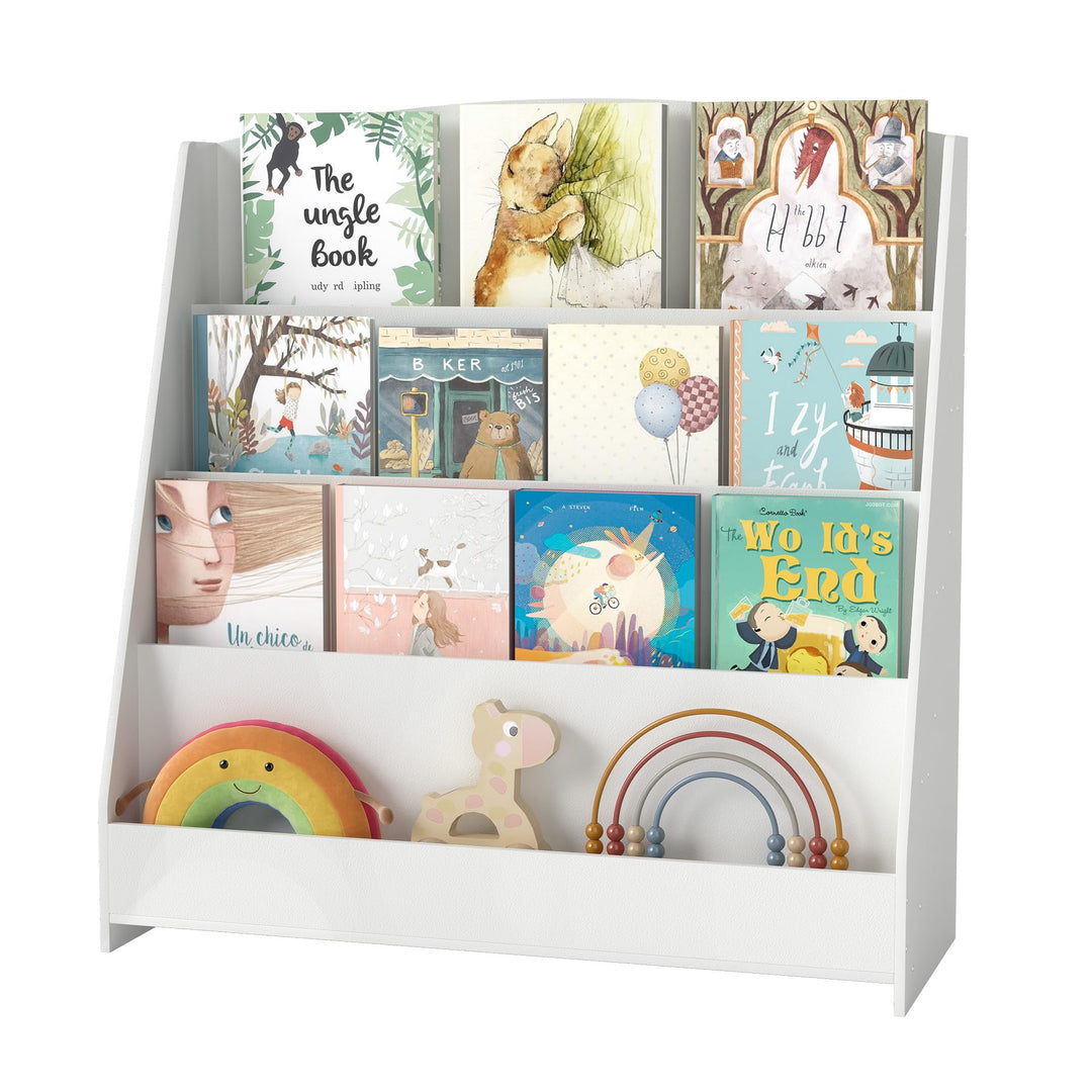 4 Tier Bücherregal Kinder Montessori Kinderregal 88cm Höhe, Kinderzimmer Spielzeug Aufbewahrung Büch
