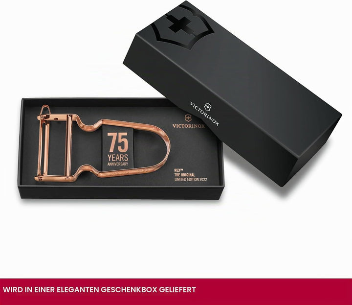 VICTORINOX REX Sparschäler 75 Jahre Special Edition 2022, Roségoldauflage, Logogravur, Roségold