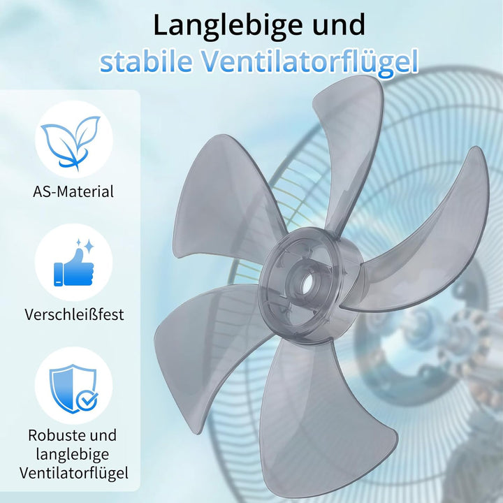 LEADZM Standventilator Leise mit Fernbedienung,3 Geschwindigkeitsstufen,7,5H Timer,117-134 cm höhenv