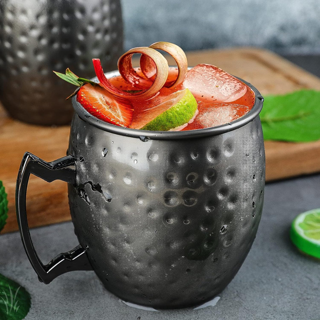 Moscow Mule Mugs Set of 4 Black Moscow Mule Mug 530 ml Gunmetal Black Plated Stainless Steel Mug Dou