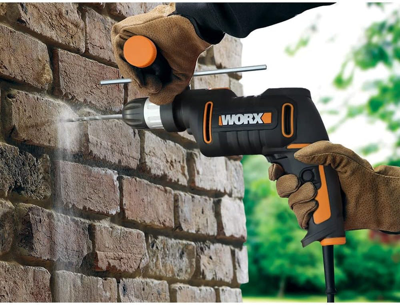 WORX WX317.2 Schlagbohrmaschine – Profi Schlagbohrer mit 600W für Bohrarbeiten in Holz, Beton & Stah