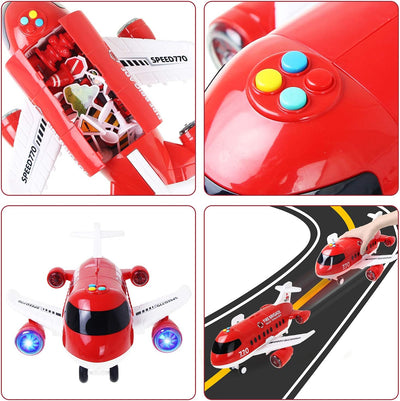 Coolplay Flugzeug Spielzeug Auto Set, 1 Gross Flugzeug 6 Feuerwehrauto mit Verkehrsschilder Spielzeu