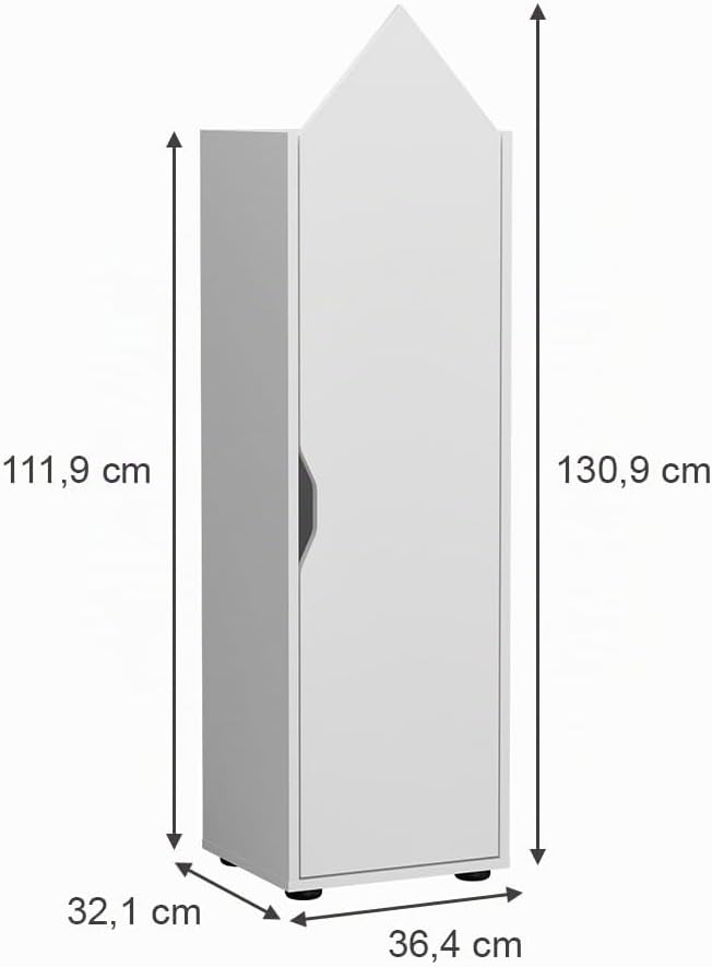 Vicco Kinderregal Estell, Weiss, 36.4 x 130.9 cm | mit offenen Ablageflächen zur Aufbewahrung von Sp