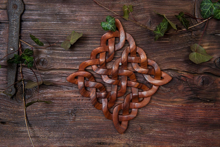 Windalf Celtic Holz-Ornament ISIRA 28 cm Handgearbeitete keltische Knoten Holz Wand-Holzrelief