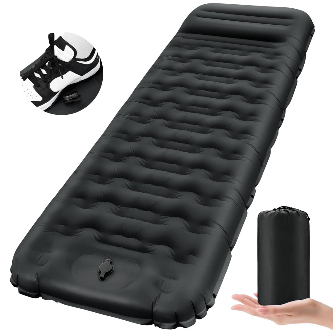 Isomatte Selbstaufblasend mit Fusspresse Pumpe, 12cm Verdicken Isomatte Camping, Ultraleicht Luftmat