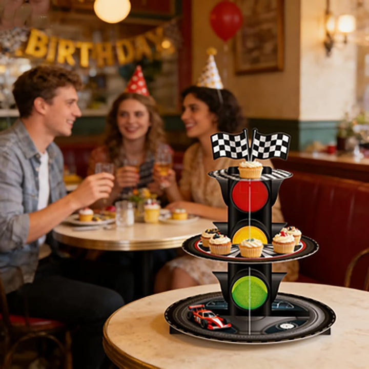Kuchenständer im Rennwagen-Design, dreistöckiger Kuchenständer im Ampeln-Design, Rennwagen-Mottopart
