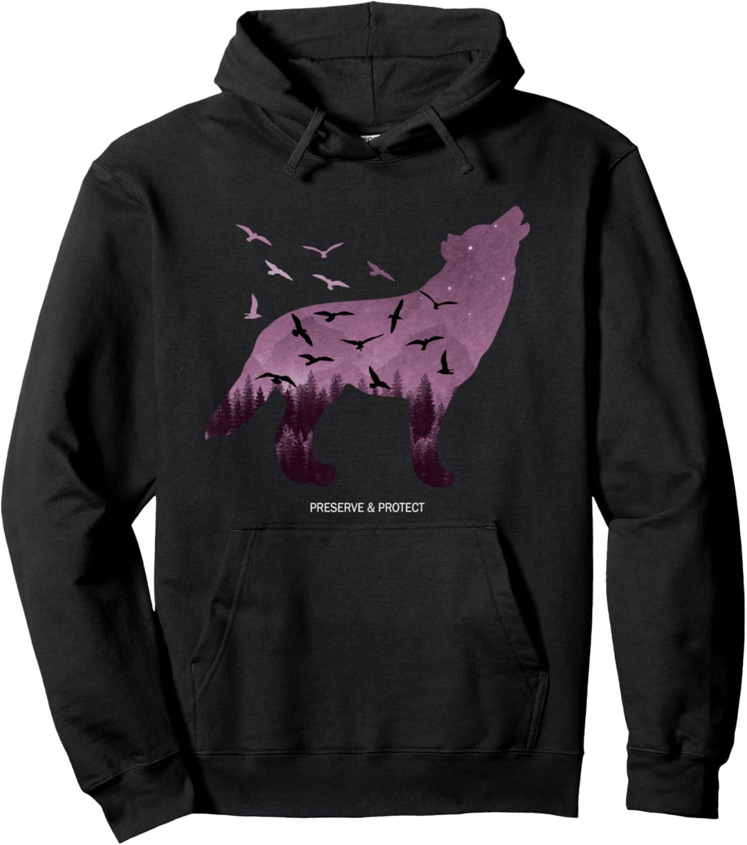 Preserve & Protect Umweltschutz Klimaschutz Silhouette Wolf Pullover Hoodie