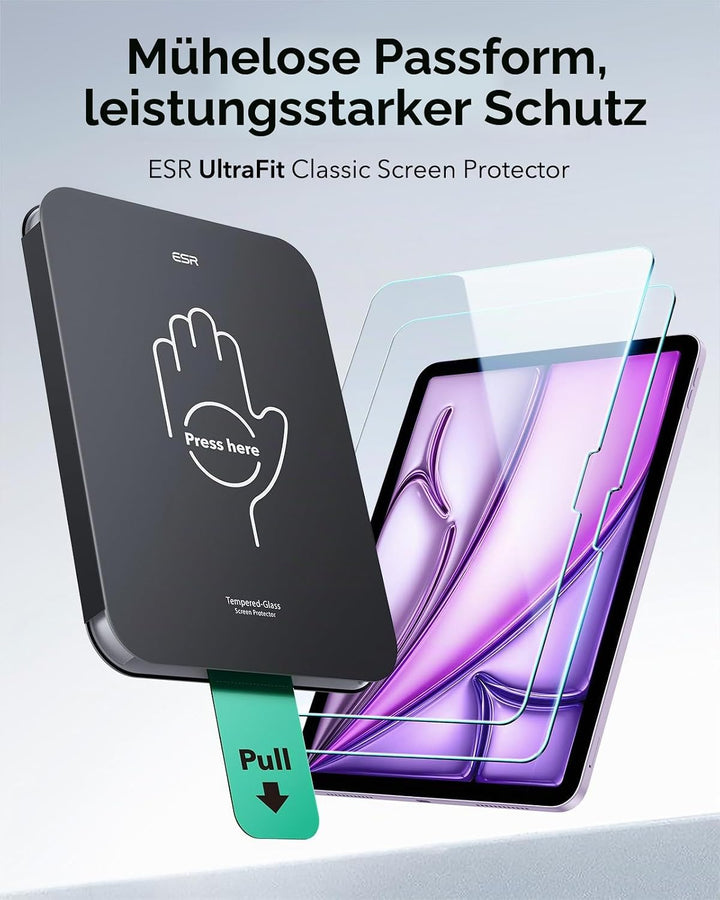 ESR 2 Stück, für iPad Air 13 Zoll M4/M3/M2 (8./7./6. Generation, 2026/2025/2024) für Panzerglas, Sch