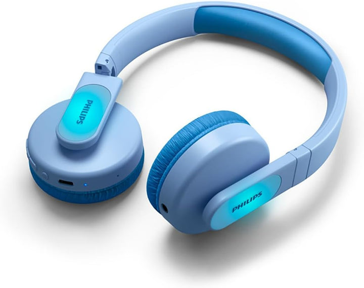 Philips TAK4206BL/00 Over Ear Bluetooth Kinder Kopfhörer Kabellos, Farbige LED-Leuchten, App mit Kin