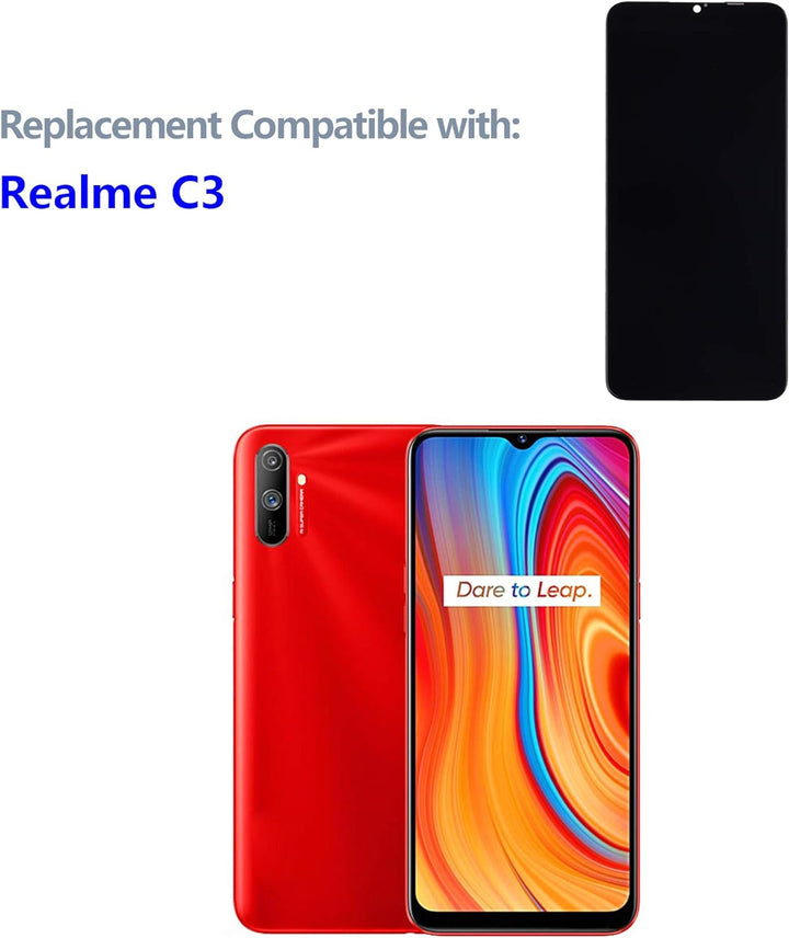 swark LCD Display Kompatibel mit Realme C3 RMX2027 (Schwarz Ohne Rahmen) Touchscreen + Tools