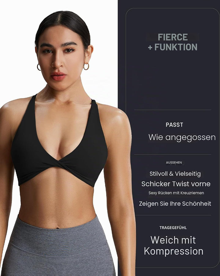 Aoxjox Damen Metamorph Sienna Twist Bra Sport-BH L 1 Schwarz, L 1 Schwarz