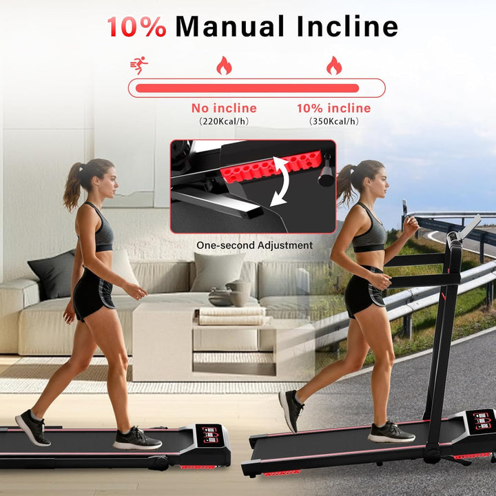 TODO Laufband für Zuhause mit 10% Neigung, 1-12km/h Walking Pad klappbar, 3.5HP Schreibtisch Treadmi