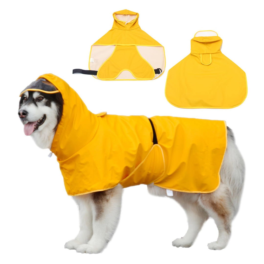 WUFANC Regenmantel Hund - Gelb Regenjacke Hund mit Transparenter Kapuze - Hunderegenmantel Wasserdic