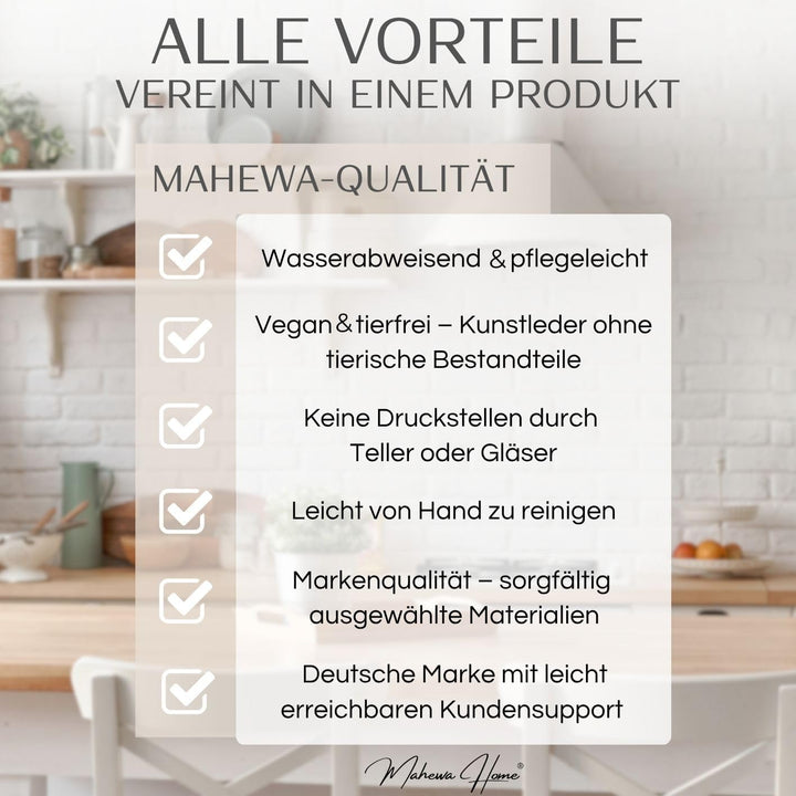 Mahewa® 6er Set Premium Tischset aus Leder-Imitat - Kunstleder Platzset abwaschbar und wasserdicht -