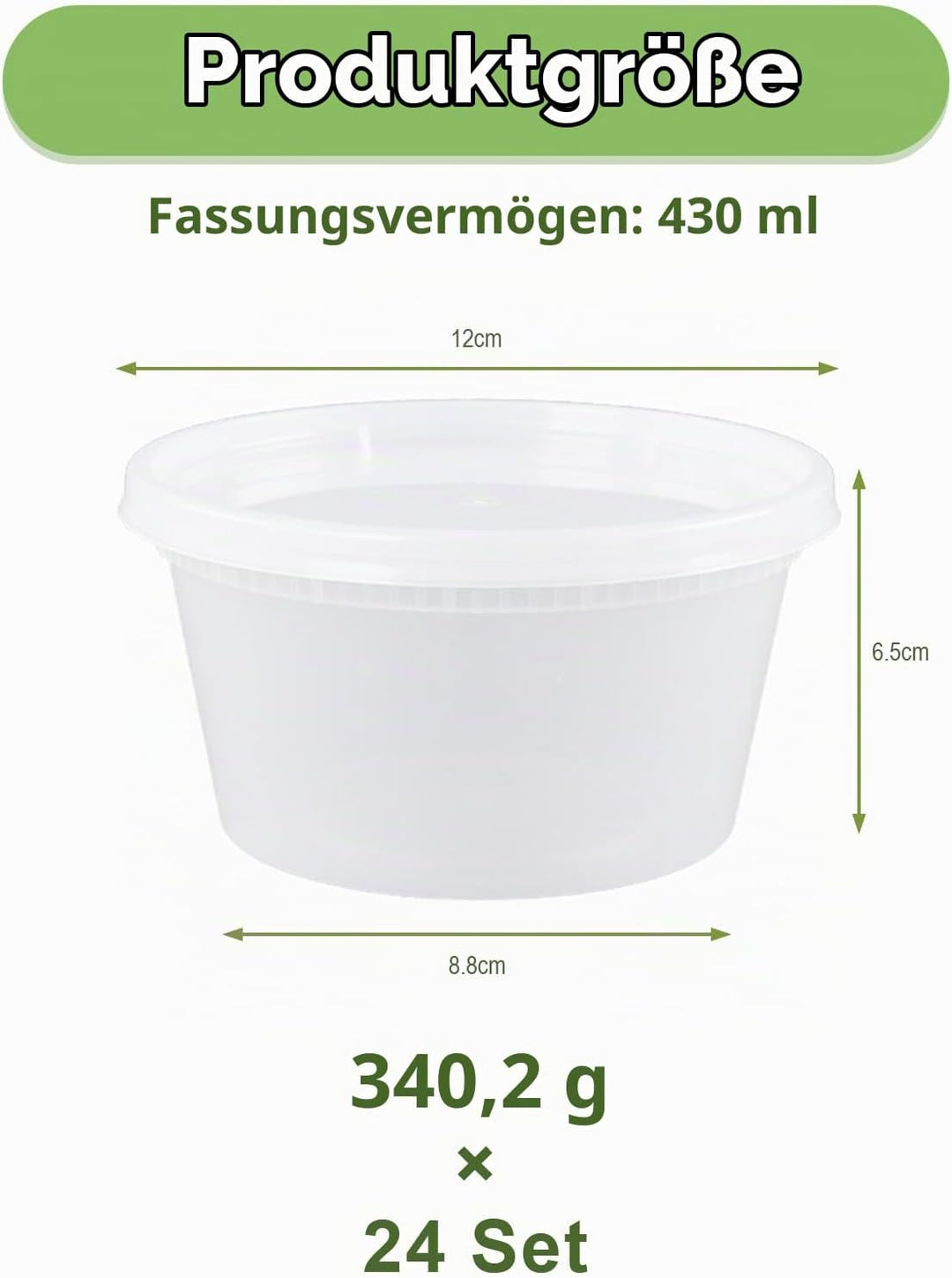 24 Sets Deli Container, 12oz&amp;24oz, Kunststoffbehälter mit Deckel, Deli Cups &amp; Food Container - BPA-f