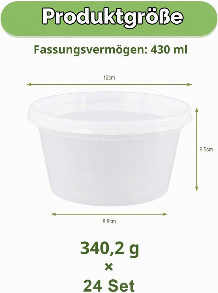 24 Sets Deli Container, 12oz&amp;24oz, Kunststoffbehälter mit Deckel, Deli Cups &amp; Food Container - BPA-f