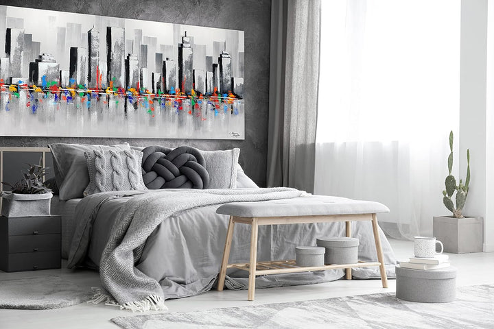 Monica Mirafiori I 100% HANDGEMALT I Gemälde Summer In The City 100x50cm | Gemälde Handgemalt | Acry