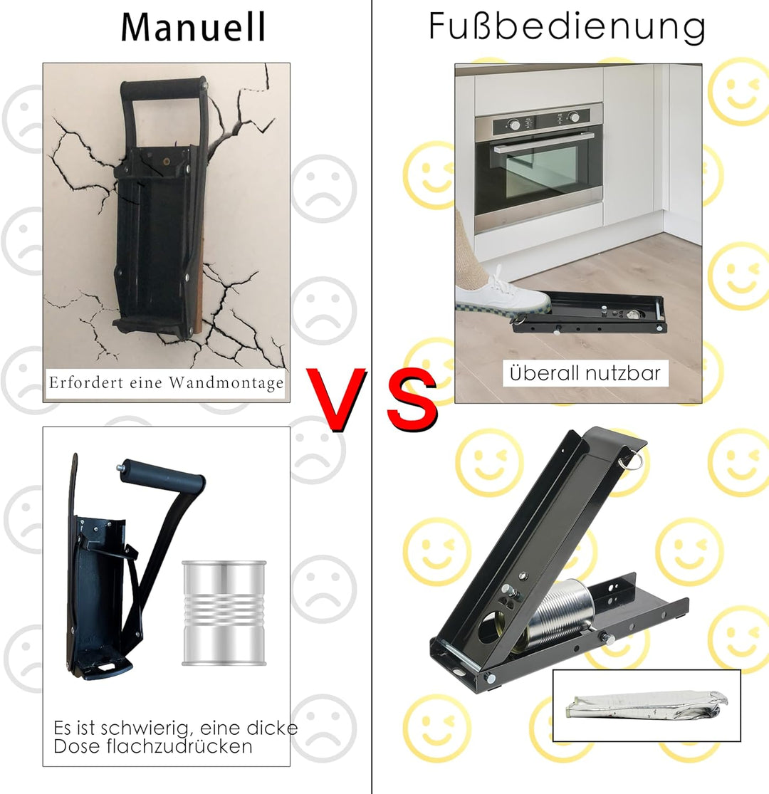 Dosenzerkleinerer, fussbetriebene Dosenpresse für Recycling, Blechdosenzerkleinerer zum Abflachen vo