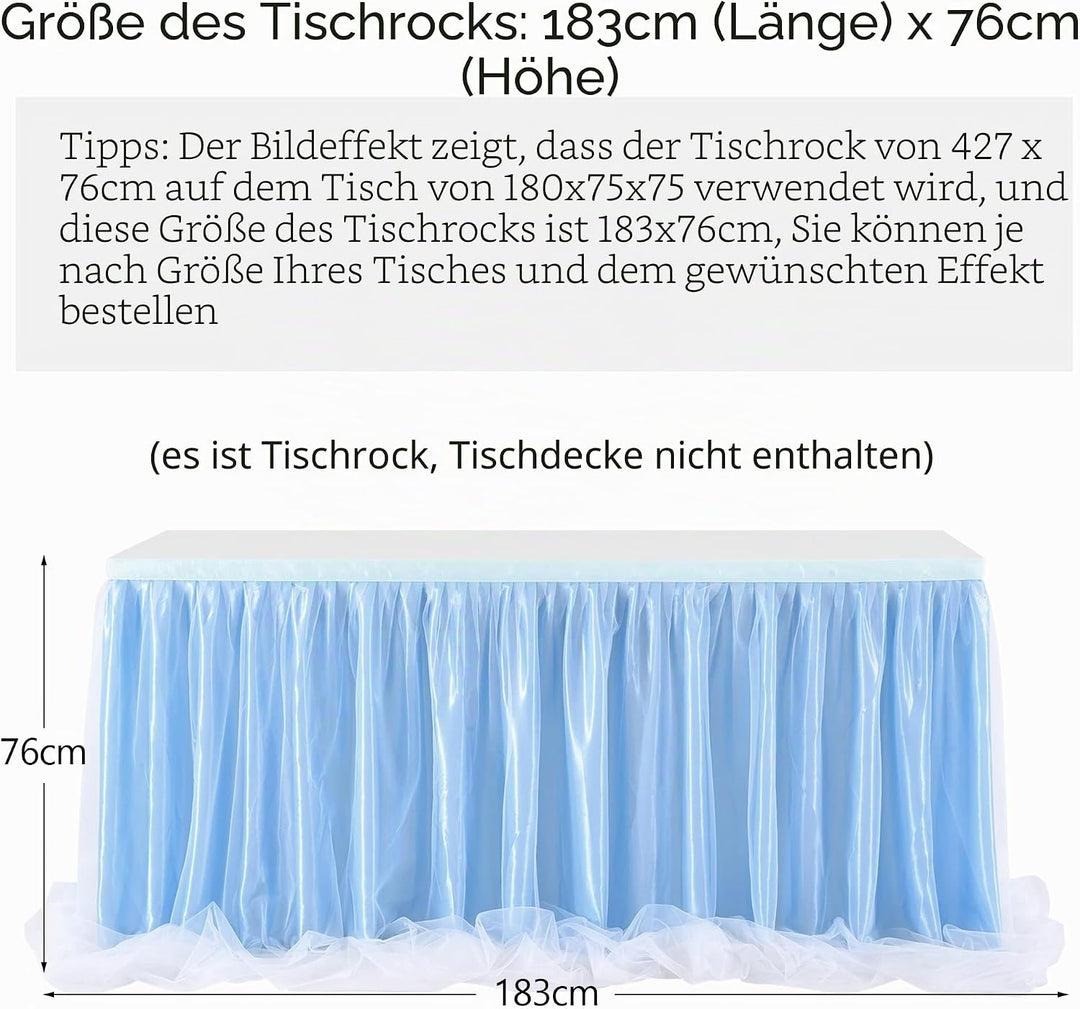 HBBMAGIC Blau Tüll Tischrock, Single Langer Tüll Tischrock für Hochzeitsfeier Babyparty Brial Shower