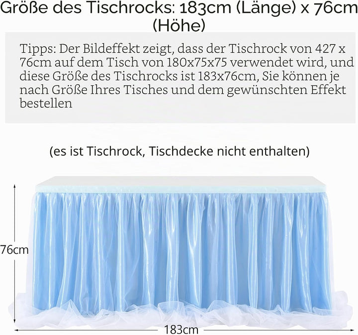 HBBMAGIC Blau Tüll Tischrock, Single Langer Tüll Tischrock für Hochzeitsfeier Babyparty Brial Shower