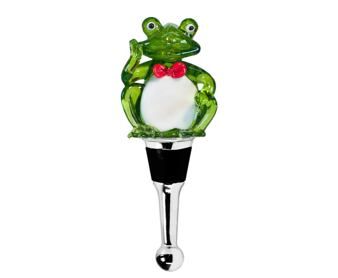 EDZARD Flaschenverschluss Frosch für Champagner, Wein und Sekt, Höhe 11 cm, Muranoglas, Handarbeit (