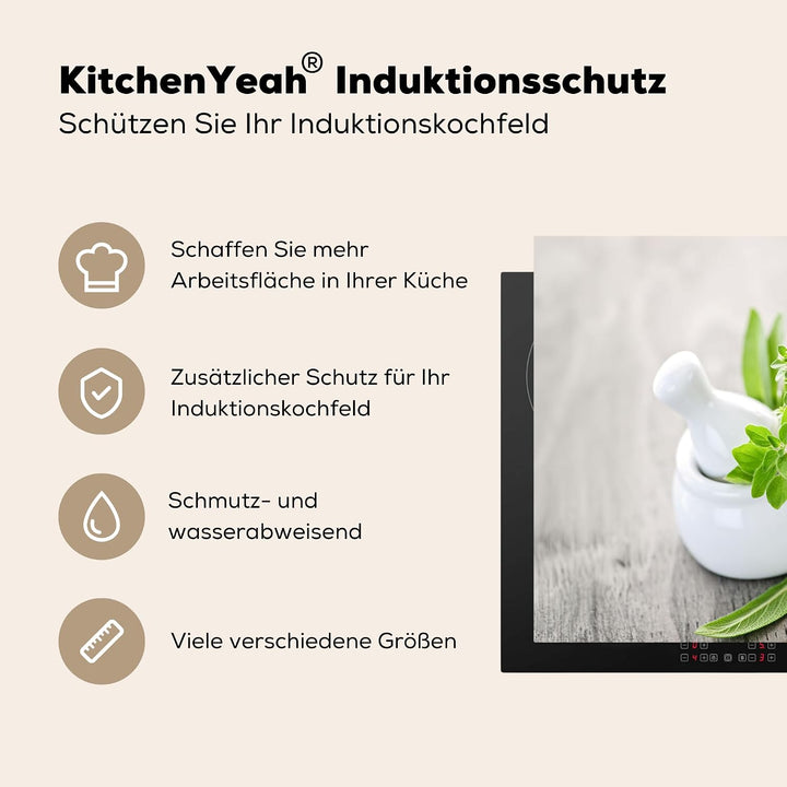 KitchenYeah© Herdabdeckplatte Einteilig Abdeckplatten Cerankochfeld Kräuter im Topf 51.3L x 58.3B cm