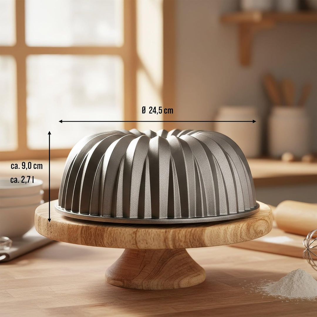 STONELINE® Gugelhupf Backform, 24,5 cm, Aluguss, Antihaftbeschichtung mit echten Steinpartikeln, Kuc