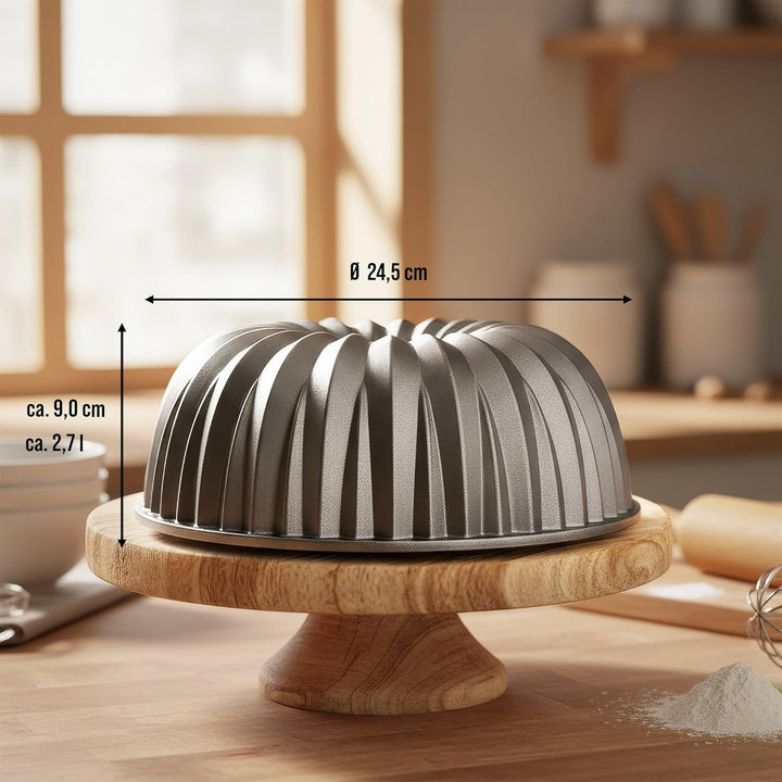 STONELINE® Gugelhupf Backform, 24,5 cm, Aluguss, Antihaftbeschichtung mit echten Steinpartikeln, Kuc